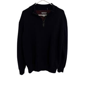 Barbour Wool Sweater Mens Size XL Navy Blue Weather Comfort Outdoor Zip Preppy